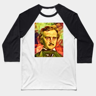 Edgar Allan Poe Snow Portrait | Edgar Allan Poe Artwork 9 Baseball T-Shirt